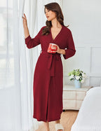 Ekouaer Women's Robe Long Waffle Knit Bathrobe Lightweight Soft Kimono Robes Loungewear S-XXL