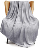 Exclusivo Mezcla Fleece Throw XL Blanket for Couch, Sofa, Super Soft and Warm Light Grey Blankets, All Season, Cozy, Plush, Lightweight, 50x70 Inches