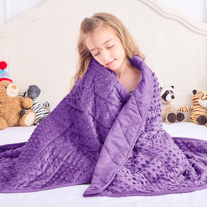 yescool Twin Size Purple Weighted Blanket for Adults 12 Pounds Cooling Weighted Heavy Blanket, Minky Throw Blankets Warm Weighted Comforter, Big Washable Thick Blankets Gift for 100-150lbs, 48 * 72in