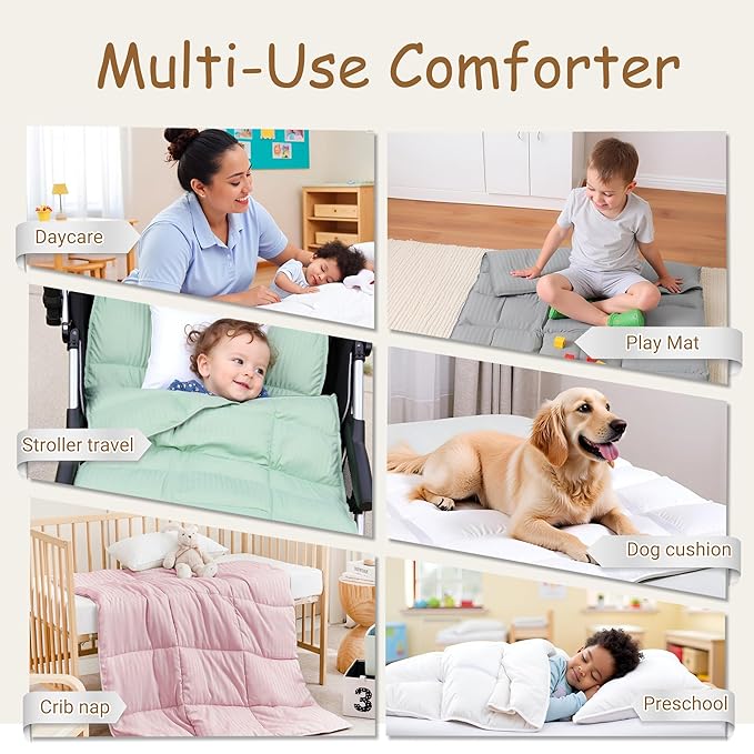 ZPECC Toddler Down Alternative Comforter, 39x47 Hypoallergenic Baby Blanket Quilt, Soft Breathable Lightweight All Season Kids Duvet Insert for Crib Stroller Cot Daycare, Dusty Rose