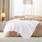 Bedsure GentleSoft Twin Fleece Blanket for Couch - Cozy Soft Blankets for Women, Cute Small Throws for Girls, Bright White, 60x80 Inches
