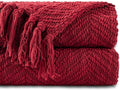 BATTILO HOME Christmas Decor Red Throw Blanket for Couch, Knit Throw Blanket for Bed, Super Soft Cozy Warm Red Christmas Blankets for Winter Couch Bed Sofa, 60"x80"