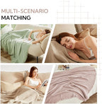 SOULFUL Muslin Throw Blanket with Tassels - Soft Queen Cotton Throw Blanket for Couch or Bed, Lightweight and Breathable Gauze for All Seasons, LightChampagne, 90" x 90"