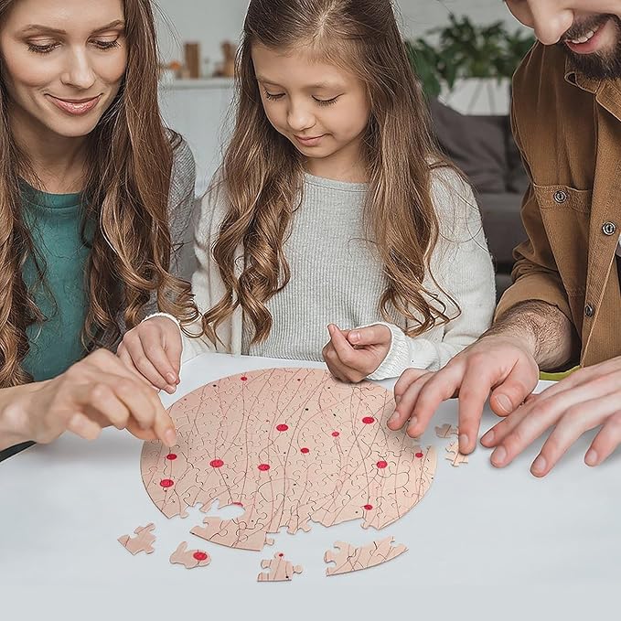 120 PCS Jigsaw Puzzle for Adults Personalized Picture Puzzle Light Peach Pattern Customized Wooden Puzzle for Family, Birthday, Wedding, Game Nights Gifts Animal Alien Shape Puzzle