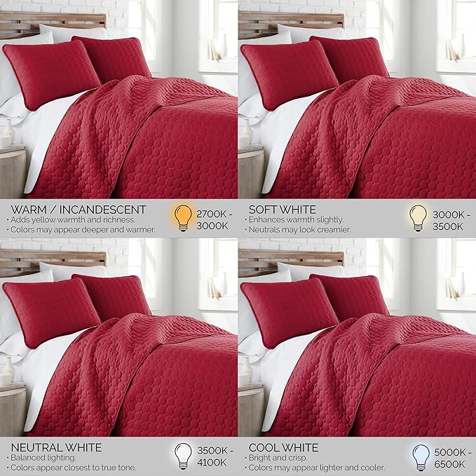 Southshore Fine Living, Inc. Lightweight Quilt, Oversized Quilts for King Bed, Soft Coverlet, 3-Piece Bedspread Set with Two Matching Quilted Pillow Shams, California/King Quilt Sets, Chili Pepper
