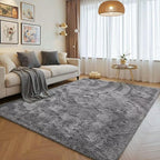 junovo 6x9 Grey Washable Area Rug for Boys Bedroom Living Room, Soft Non-Slip Fluffy Rugs, Shag Plush Memory Foam Carpet for Kids Room Baby Nursery Home Decor