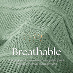 Boho Knitted Chenille Blanket with Tassels - Lightweight & Soft All-Season Throw - 3D Classic Pattern for Living Room Bedroom Couch, Sage Green, King 90"x108"