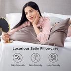 Bedsure King Size Satin Pillowcase Set of 2 - Dusty Rose Silky Pillow Cases for Hair and Skin with Envelope Closure, Similar to Silk Pillow Cases, Gifts for Women Men, 20x36 Inches, 2pcs