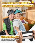 Kids Headband Headphones-Toddler Wireless Bluetooth Headphones with Safe Volume, Wired 3.5mm Jack, Adjustable Sleep Headband-for School/Airplane Travel/Tablet/Kindle, with Travel Bag - Boys & Girls