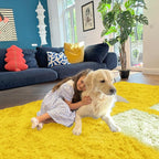 OLANLY 3x5 Machine Washable Small Bedside Rug, Soft Fluffy Shaggy Rugs for Living Room, Bedroom, Indoor Floor Carpet for Kids Girls and Boys, Preppy Dorms, Nursery, Home Decor Aesthetic, Yellow