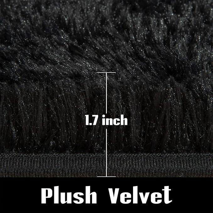 Jelymark Super Soft Shaggy Rug for Bedroom, 4x5.9 Feet Fluffy Carpet for Living Room, Fuzzy Indoor Plush Area Rug for Home Decor, Furry Floor Rugs for Dorm, Kids Nursery Rug for Girls, Black