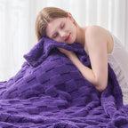 NEWCOSPLAY Super Soft Throw Blanket Purple Premium Silky Flannel Fleece 3D Checkered Lightweight Bed Blanket All Season Use (Purple Checkered, Throw(50"x70"))