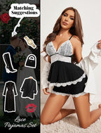 Avidlove Womens Sweetness Cami Set Lace Camisole Lingerie Nightwear Sexy Pajamas Lounge Sets