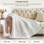 Carriediosa Chunky Knit Throw Blanket 60" X 80" Twin, 100% Hand Made Large Chenille Loop Yarn Soft Fluffy Throws for Couch Sofa Bed, Big Crochet Cozy Heavy Thick Cable Woven Blankets, Snow White
