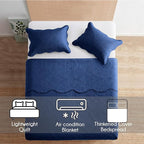 IR Imperial Rooms 8 Pack Quilt King Size Bedding (106" x 96") - Bulk Wholesale for Hotels, Guest Bedroom & Airbnbs - Lightweight Microfiber Reversible Floral Embossed Quilts Bedspreads (Navy)