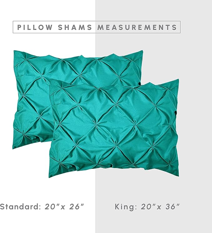 Elegant Comfort 8-Piece Pinch Pleated Comforter Set - All Season Complete Bed in a Bag, Includes 4pc Smart Sheet Set, Bed Skirt, Comforter, Matching Pillowcases and Shams, Full/Queen, Teal