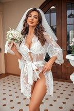 Avidlove Women's Lace Kimono Robe Babydoll Lingerie Mesh Nightgown S-5XL