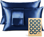 Satin Pillowcase 2 Pack - King Size (20"x40", Navy) - Silky Pillow Cases for Hair and Skin - Satin Pillow Covers with Envelope Closure - Extra Soft Premium Microfiber