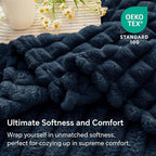 BEDELITE Navy Throw Blanket for Couch and Bed- Super Soft and Warm 3D Checkered Fluffy Fuzzy Fleece Blanket, Luxurious Plush Cozy Blanket for Room Decor Fall and Winter, 50x70 inches