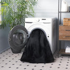 SAFAVIEH Washable Rug Faux Rabbit Fur Shag Collection - 2'6" x 12' Runner, Black, Slip Resistant & Easy Cleaning, Ideal for Living Room, Hallway, Foyer, Nursery, Bedroom (FRF100Z)