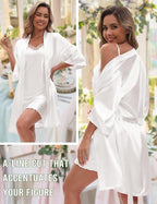 EPLAZA Bride Robe for Wedding Day Set Bridal Robes Satin Robe with Sexy Silk Lingerie for Bachelorette Party Getting Ready