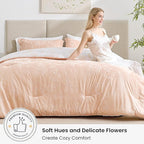 Love's cabin Pink Twin Comforter Set - Twin XL Size Comforter Set Dorm Bedding, 2 Pieces Cute Floral Bedding, Reversible Flowers Comforter, 1 Comforter & 1 Pillow Sham