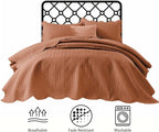 IR Imperial Rooms Twin Quilt Bedding Set Size (68” x 86”) + 1 Pillow Shams (20” x 26” + 2”) - 2 Pcs All Season Lightweight Reversible Microfiber Coverlet Embossed Quilt Bedspread (Rust)