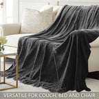 Chenille Throw Blanket for Couch 50"X 60", Soft Cozy Throws with Fringe Tassel for Bed Sofa Chair Cover, Lightweight Knitted Decorative Boho Blankets for Living Room, Dark Grey