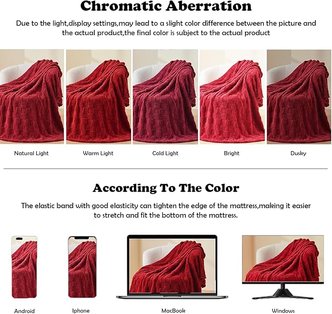 NEWCOSPLAY Super Soft Queen Blanket Red Premium Silky Flannel Fleece 3D Checkered Lightweight Bed Blanket All Season Use (Red Checkered, Queen(90"x90"))