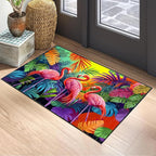 Tropical Flamingos Area Rug 2x3 ft Entry Rug Washable Boho Rugs Non Slip Low Pile Floral Door Mat Small Carpet for Bedroom, Bedside, Kids Room, Office, Dining Room