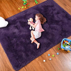 Softlife Dark Purple Area Rug for Living Room, Fluffy Shag Plush 6x9 Rugs for Bedroom Girls, Shaggy Soft Fuzzy Kids Large Carpet for Dorm Bedside Ultra Cozy Non-Slip Indoor Decor