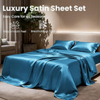 Love's cabin Twin XL Satin Sheet Sets - 3 Piece Teal Silky Bed Sheets with Deep Pockets, Luxury Silk Feel Satin Sheet Set Twin XL (1 Flat Sheet,1 Fitted Sheet,1 Pillow case)