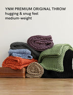 YnM Chunky Throw Blanket, Medium-Weight, Hand Knitted, Skin Friendly, Ventilated and Breathable, Machine Washable, Home Décor Piece for Couch, Sofa and Bed (Exotic Orange, 40x50 Inch)
