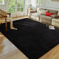 Softlife Area Rug for Bedroom Living Room, Solid Black Non-Slip 6x9 Fluffy Carpet with Soft Low Pile for Kids Boys Girls, Machine Washable Fuzzy Aethetic Rugs Home Dorm Decor