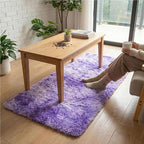 duduta Purple Plush Runner Rugs for Bedroom 2x6 ft, Tie Dye Fluffy Shag Rug for Dorm Nursery Bedside, Machine Washable Non Slip