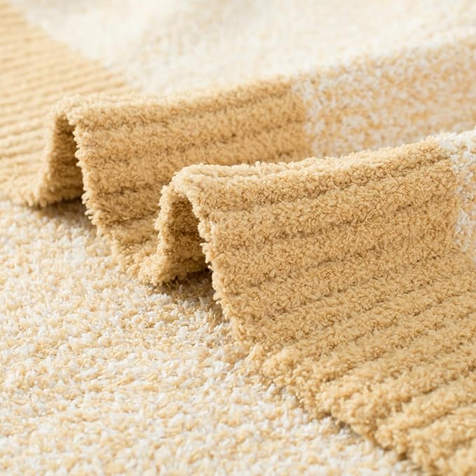 Carriediosa Heather Throw Blanket 60" X 80" Twin, 400GSM Ultra Soft Microfiber Fuzzy Fluffy Reversible Knitted Blankets Cozy Plush Lightweight and Warm Fall Throws for Couch, Bed, Sofa, Yolk Yellow