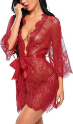 Avidlove Women's Lace Kimono Robe Babydoll Lingerie Mesh Nightgown S-5XL