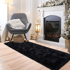 Noahas Black Runner Rug for Hallway,2'x10' Long Area Rugs for Bedroom Living Room,Non Slip Thick Shag Floor Carpet for Entryway Kitchen Dorm Nursery Bedside Kids Room