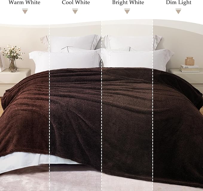 Exclusivo Mezcla Fleece Coffee Throw Blanket for Couch Sofa, Ultra Soft, Lightweight and Fluffy Blankets for Women, All Season, 50x60 Inches