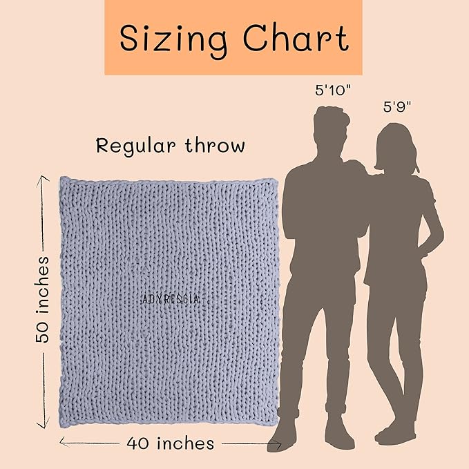 Adyrescia Chunky Knit Blanket Throw | 100% Hand Knit with Jumbo Chenille Yarn (40"x50", Lilac Gray)