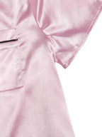 WDIRARA Women's Sleepwear Satin Short Sleeve Shirt and Shorts Pajama Set