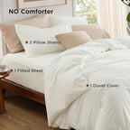 Bedsure Duvet Cover with Fitted Sheet King - Deep Pocket, Hotel Luxury Soft Double Brushed Bedding Set with Zipper Closure, 1 Duvet Cover, 1 Fitted Sheet, 2 Pillow Shams, NO Comforter, Cream White