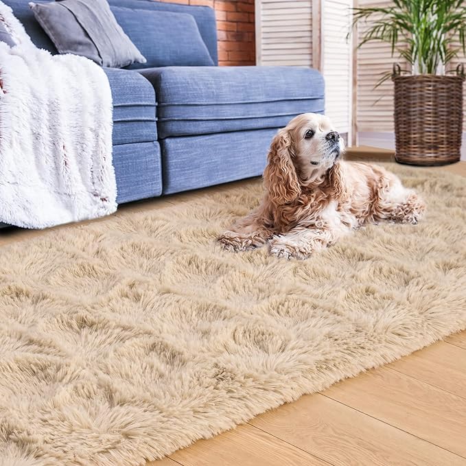 ISEAU Runner Rug for Bedroom, 2x6 Feet Shag Area Rug with Upgrade Non Slip, Fluffy Carpet Runner for Hallway, Fuzzy Soft Living Room Rugs for Kids Boys Girls Bedroom Decor, Camel