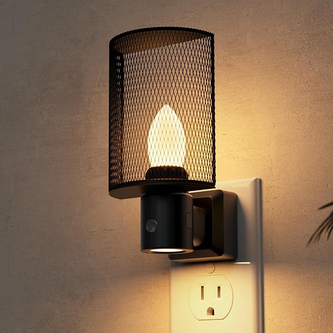 L LOHAS LED Night Light, Night Lights Plug into Wall, 3000K Warm White, Farmhouse Plug in Light with Dusk to Dawn Sensor, for Bedroom, Bathroom, Kitchen, Hallway