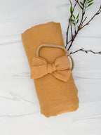 Premium Swaddle Blanket by BWD - 70% Viscose & 30% Organic Cotton, 47x47 Inches - Neutral Baby Swaddle Set for Newborns and Infants (Mustard)