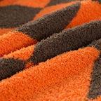 Carriediosa Checkered Throw Blanket 50" X 60", 400GSM Ultra Soft Microfiber Fuzzy Fluffy Reversible Cute Preppy Knitted Blankets Cozy Plush Fall Throws for Couch, Bed, Sofa, Burnt Orange
