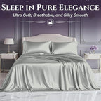 SLEEP SANCTUARY Satin Sheets Twin Size – 3 Piece Luxury Silky Bed Set, Softer Than Silk, 15" Deep Pocket, Cooling & Wrinkle-Free, Moisture-Wicking & Breathable for Hair & Skin (Grey)