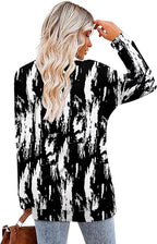 Magritta Women's Long Sleeve Leopard Color Block Tunic Comfy Crewneck T Shirt Tops Black XL