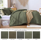WRENSONGE Oversized Queen Comforter Set - 3 Pieces Prewashed Olive Green Comforter Soft Lightweight for All Seasons,Down Alternative Comforters Oversized Queen Size with 2 Pillow Shams