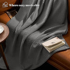 PHF Ultra Soft Waffle Weave Throw Blanket 50"x 60"- Washed Lightweight Breathable Cozy Woven Blanket for Bed - Aesthetic Decor for Couch Bedding Sofa Home Car - Grey